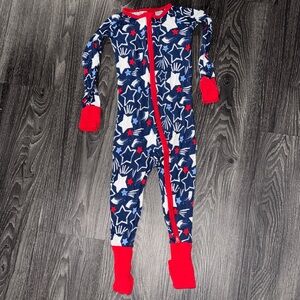 Little Sleepies Bamboo Zippy in Star Spangled print - perfect for 4th of July!